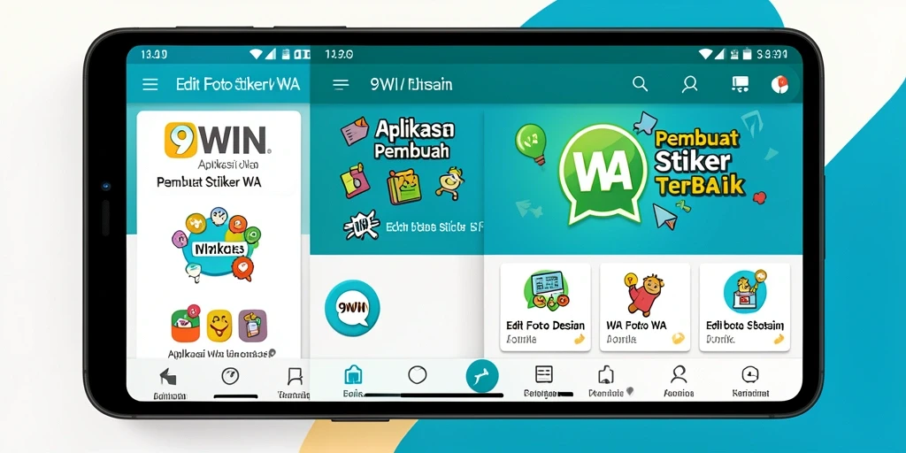 Tampilan antarmuka aplikasi 9WIN untuk membuat stiker WA.