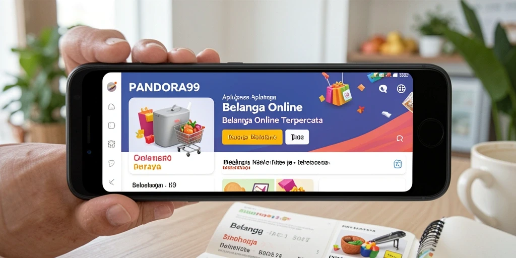 Tampilan antarmuka aplikasi PANDORA99 untuk belanja online yang menarik.