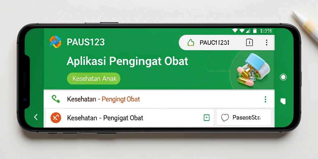 Tampilan antarmuka aplikasi Pengingat Obat PAUS123 yang sederhana dan informatif.